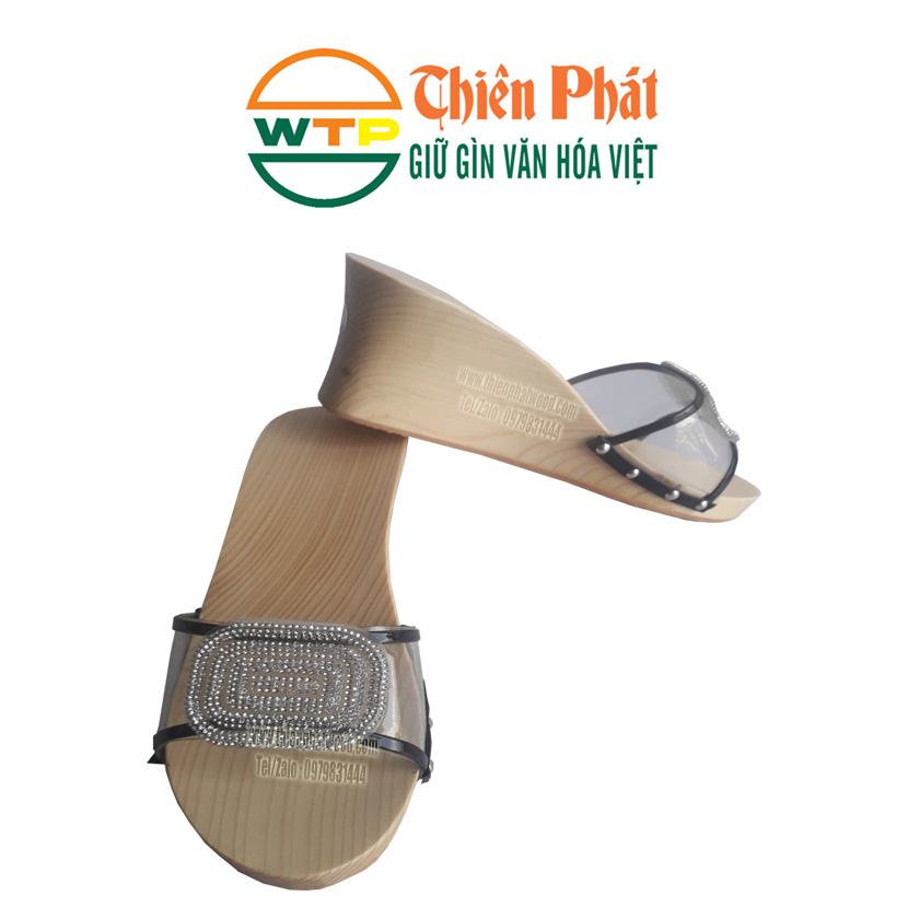 guốc gỗ đế xuồng cao 7cm làm từ gỗ thông