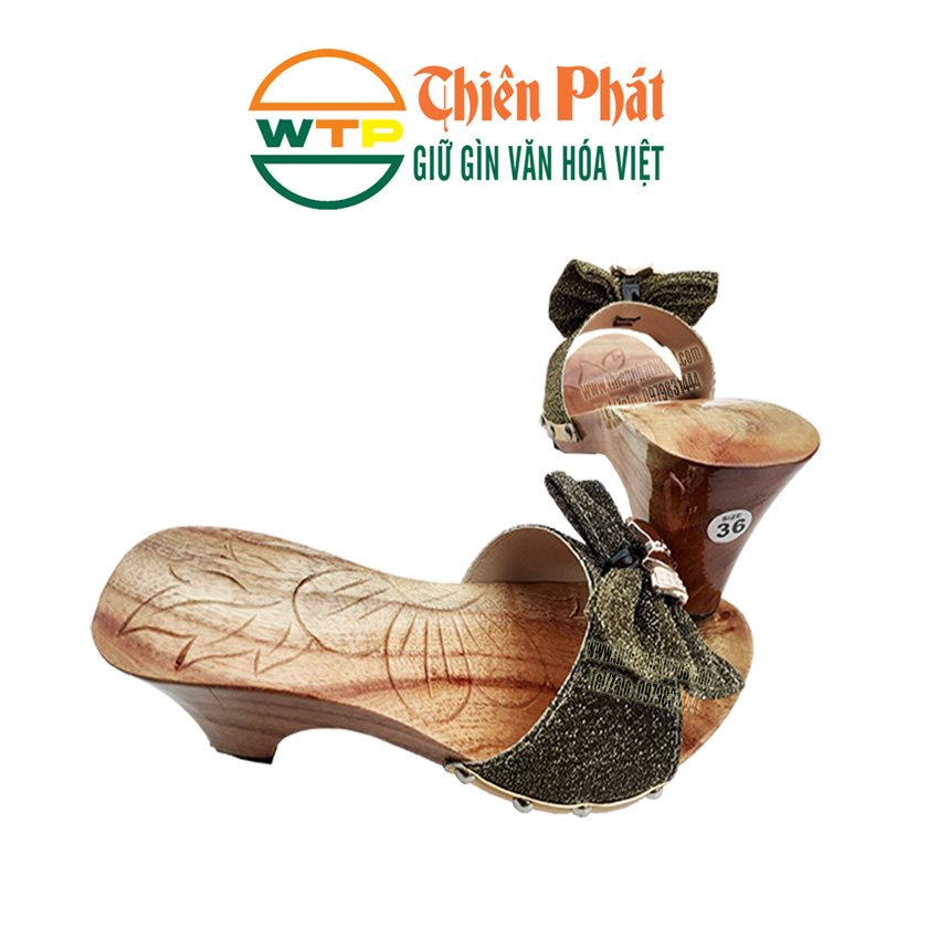 guốc mộc cho nữ cao 7cm có gót trụ vững chắc không sợ bị té