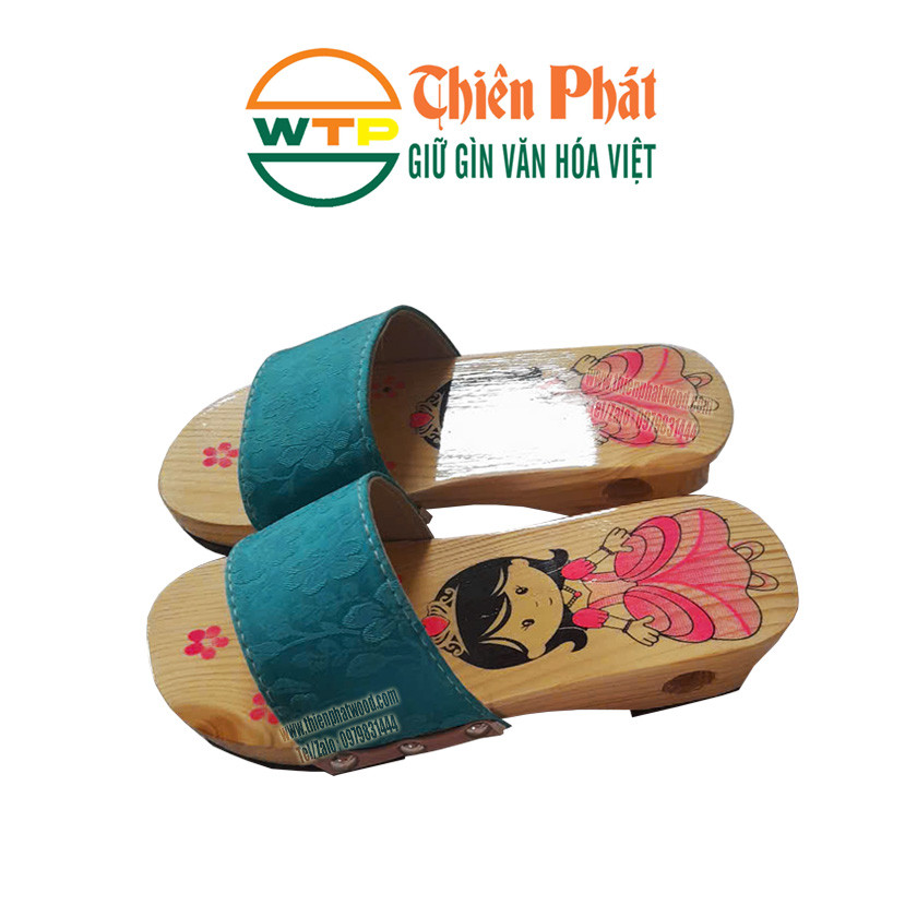 guốc gỗ trẻ em cao 3cm in hình công chúa nữ tính 
